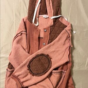POL Brick  and Brown Hooded Shacket